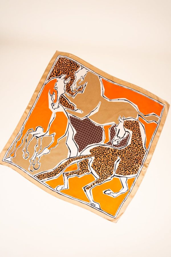 35% OFF! Orange Printed Stampede Polyester Scarf Cheap