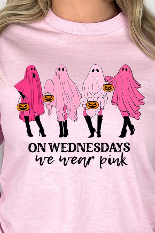 Ghouls Wednesday Wear Pink Heavy Cotton Long Sleeve Adult T-Shirt For Discount - Image 2