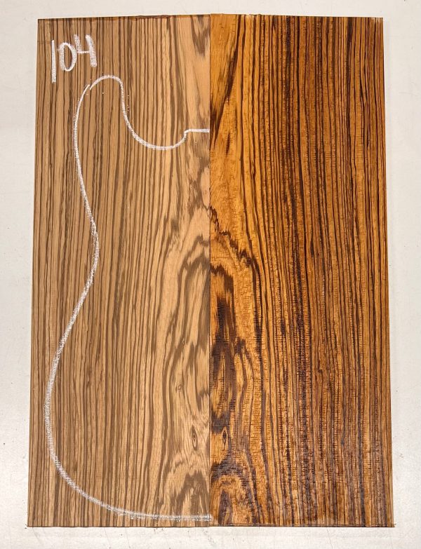 Zebrawood Bookmatched Guitar Drop Tops 21  x 7-1 4  x 1 4  #104 Sale